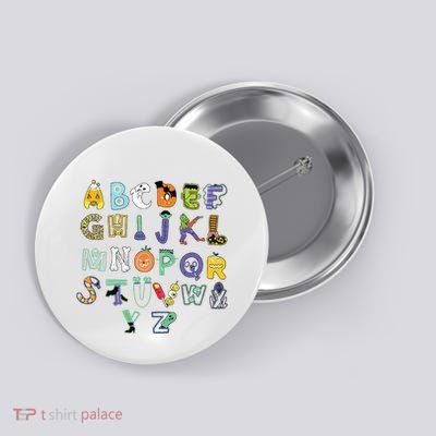 Halloween Alphabet ABC Teacher Costume Kids Button