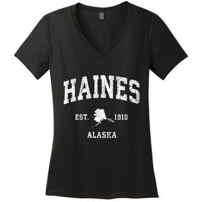 Haines Alaska Ak Vintage Athletic Sports Women's V-Neck T-Shirt