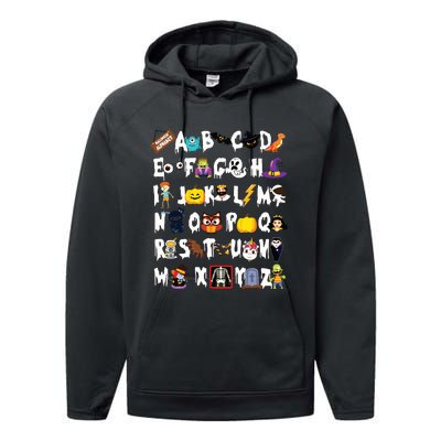 Halloween Alphabet Abcs Learning Kindergarten Teacher Performance Fleece Hoodie