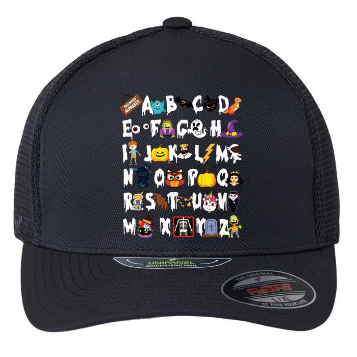 Halloween Alphabet Abcs Learning Kindergarten Teacher Flexfit Unipanel Trucker Cap