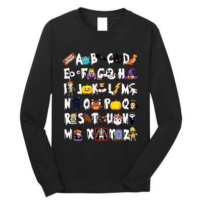 Halloween Alphabet Abcs Learning Kindergarten Teacher Long Sleeve Shirt