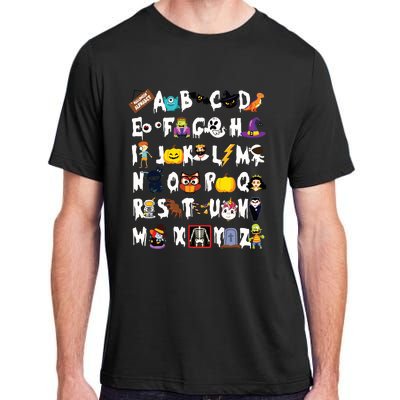 Halloween Alphabet Abcs Learning Kindergarten Teacher Adult ChromaSoft Performance T-Shirt