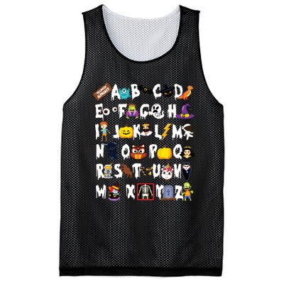 Halloween Alphabet Abcs Learning Kindergarten Teacher Mesh Reversible Basketball Jersey Tank