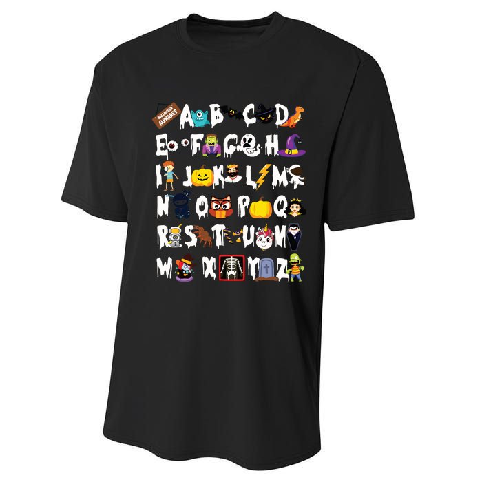 Halloween Alphabet Abcs Learning Kindergarten Teacher Performance Sprint T-Shirt