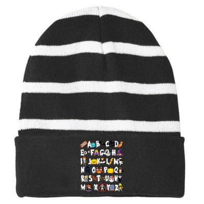 Halloween Alphabet Abcs Learning Kindergarten Teacher Striped Beanie with Solid Band