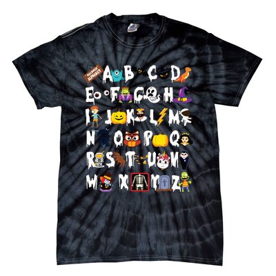 Halloween Alphabet Abcs Learning Kindergarten Teacher Tie-Dye T-Shirt