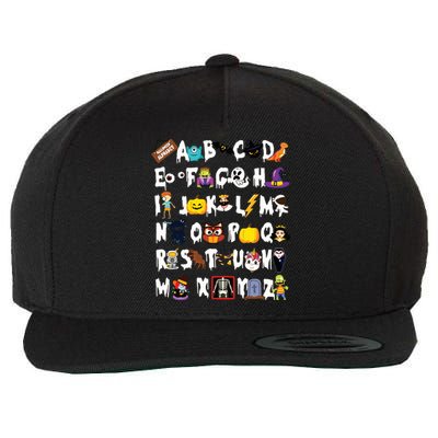 Halloween Alphabet Abcs Learning Kindergarten Teacher Wool Snapback Cap