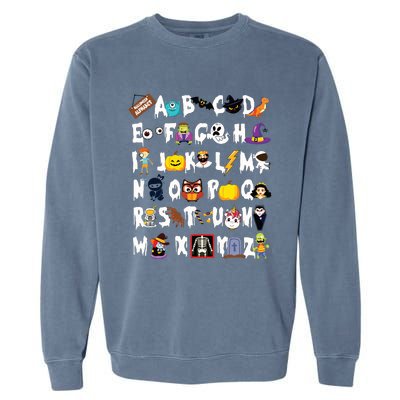 Halloween Alphabet Abcs Learning Kindergarten Teacher Garment-Dyed Sweatshirt