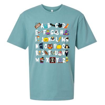 Halloween Alphabet Abcs Learning Kindergarten Teacher Sueded Cloud Jersey T-Shirt