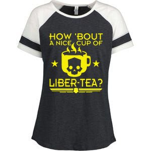 How About A Nice Cup Of Libert Tea Funny Enza Ladies Jersey Colorblock Tee