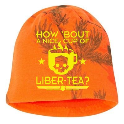 How About A Nice Cup Of Libert Tea Funny Kati - Camo Knit Beanie