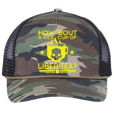 How About A Nice Cup Of Libert Tea Funny Retro Rope Trucker Hat Cap