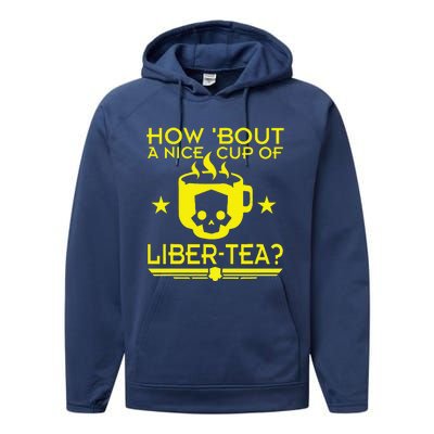 How About A Nice Cup Of Libert Tea Funny Performance Fleece Hoodie