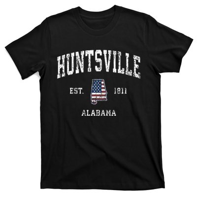 Huntsville Alabama Al Vintage American Flag Sports Design T-Shirt