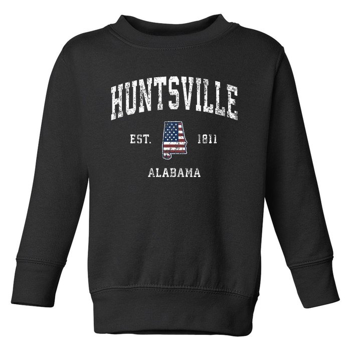 Huntsville Alabama Al Vintage American Flag Sports Design Toddler Sweatshirt