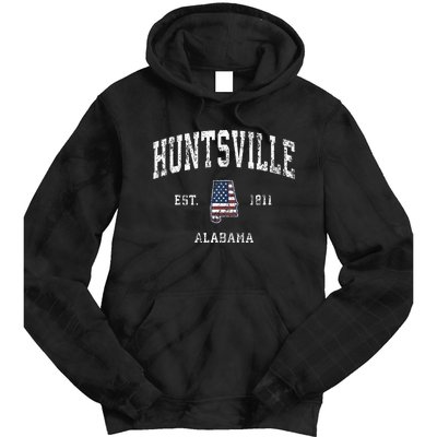 Huntsville Alabama Al Vintage American Flag Sports Design Tie Dye Hoodie