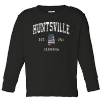 Huntsville Alabama Al Vintage American Flag Sports Design Toddler Long Sleeve Shirt