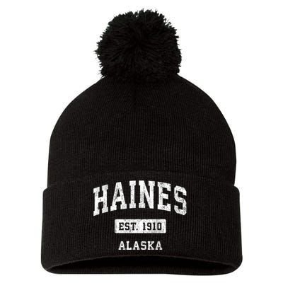 Haines Alaska Ak Vintage Sports Established Pom Pom 12in Knit Beanie