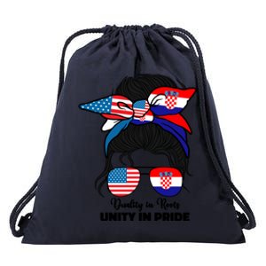 Half American And Croatian Usa Croatia Flag Gift Drawstring Bag