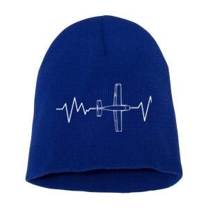 Heartbeat Airplane Aviation Aircraft Pilot Plane Gift Short Acrylic Beanie