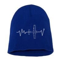 Heartbeat Airplane Aviation Aircraft Pilot Plane Gift Short Acrylic Beanie