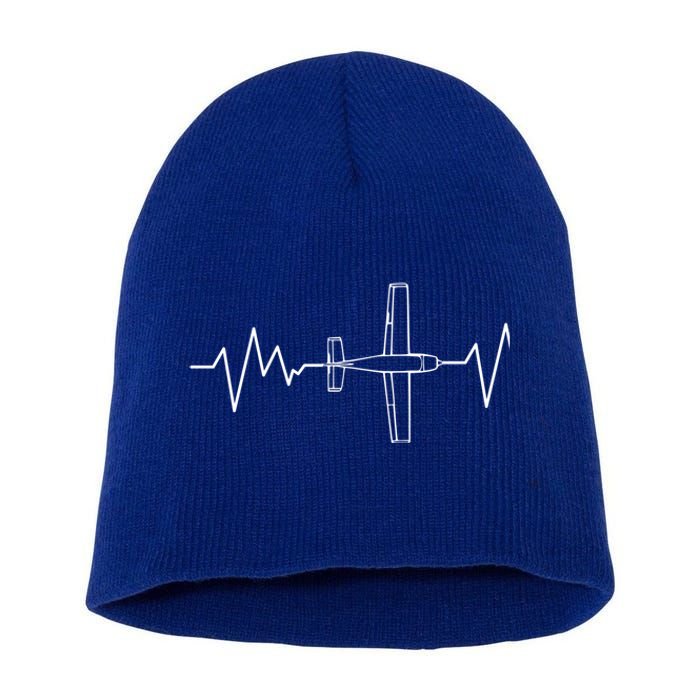 Heartbeat Airplane Aviation Aircraft Pilot Plane Gift Short Acrylic Beanie