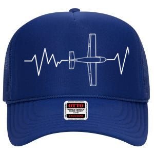 Heartbeat Airplane Aviation Aircraft Pilot Plane Gift High Crown Mesh Back Trucker Hat