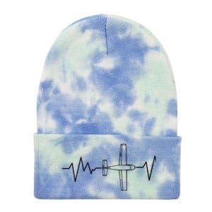 Heartbeat Airplane Aviation Aircraft Pilot Plane Gift Tie Dye 12in Knit Beanie