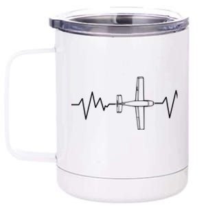 Heartbeat Airplane Aviation Aircraft Pilot Plane Gift 12 oz Stainless Steel Tumbler Cup