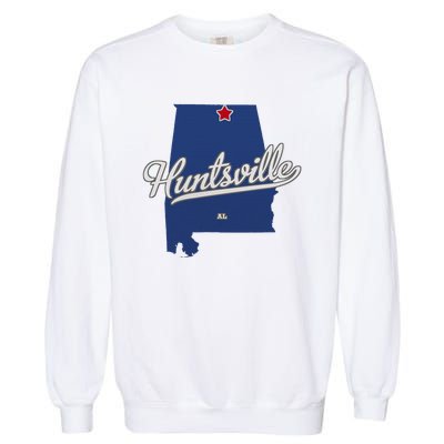 Huntsville Alabama Al Map Garment-Dyed Sweatshirt