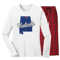 Huntsville Alabama Al Map Women's Long Sleeve Flannel Pajama Set 