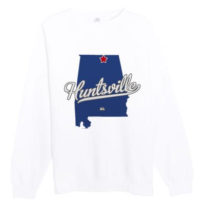 Huntsville Alabama Al Map Premium Crewneck Sweatshirt