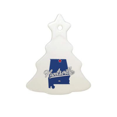 Huntsville Alabama Al Map Ceramic Tree Ornament