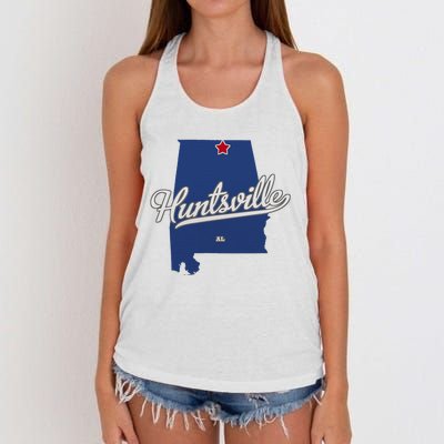 Huntsville Alabama Al Map Women's Knotted Racerback Tank