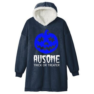 Halloween Autism Awareness Trick Or Treat Blue Pumpkin Hooded Wearable Blanket