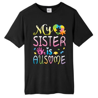 Happy Autism Awareness Month Day Brother My Sister Is Ausome Tall Fusion ChromaSoft Performance T-Shirt