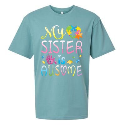 Happy Autism Awareness Month Day Brother My Sister Is Ausome Sueded Cloud Jersey T-Shirt