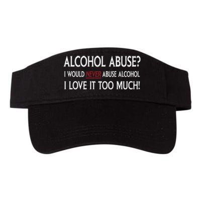 Hard Alcohol Abuse I Would Never Abuse Alcohol I Love It Too Much Valucap Bio-Washed Visor