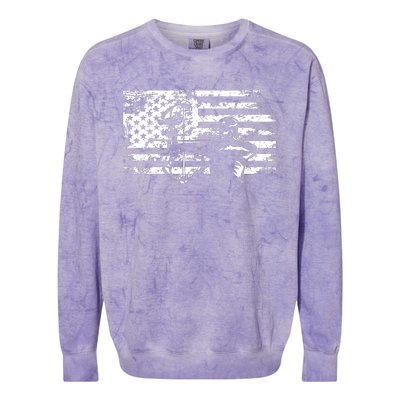 Hunting Archer American Flag Bowhunting Hunter Men Colorblast Crewneck Sweatshirt