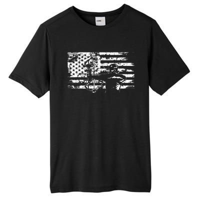 Hunting Archer American Flag Bowhunting Hunter Men Tall Fusion ChromaSoft Performance T-Shirt