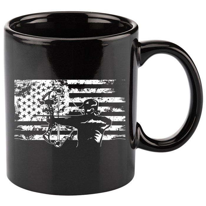 Hunting Archer American Flag Bowhunting Hunter Men 11oz C Handle Ceramic Mug