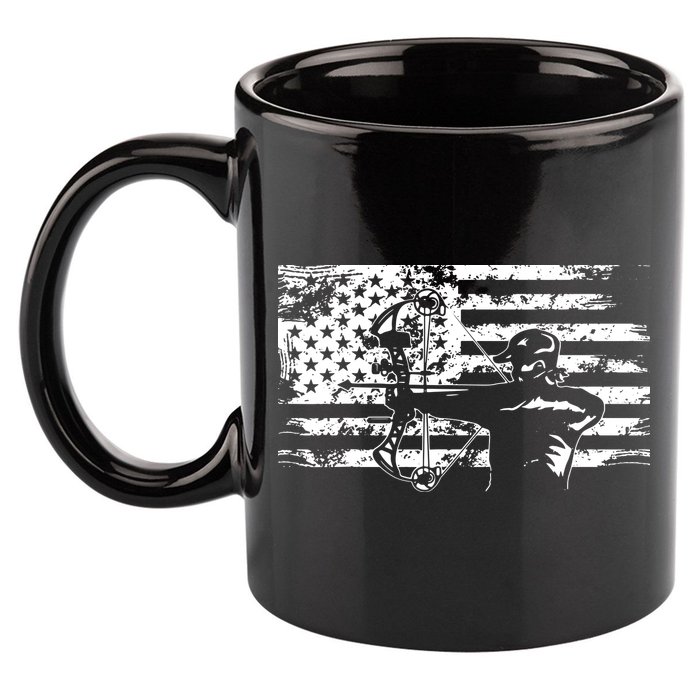 Hunting Archer American Flag Bowhunting Hunter Men 11oz C Handle Ceramic Mug