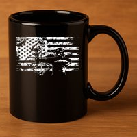 Hunting Archer American Flag Bowhunting Hunter Men 11oz C Handle Ceramic Mug