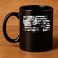 Hunting Archer American Flag Bowhunting Hunter Men 11oz C Handle Ceramic Mug