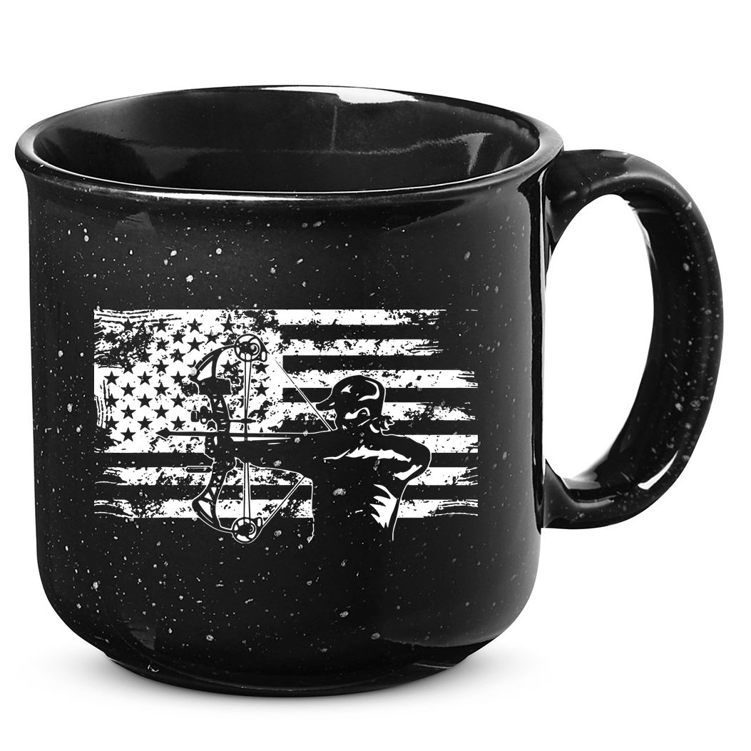 Hunting Archer American Flag Bowhunting Hunter Men 15oz Campfire Ceramic Mug