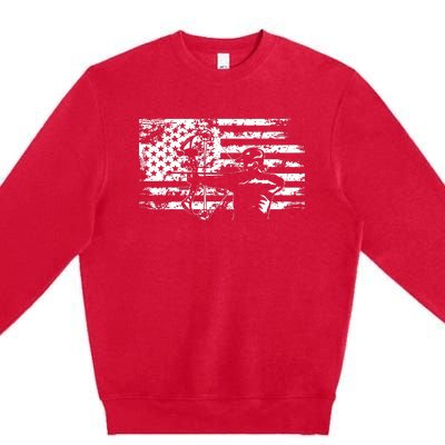 Hunting Archer American Flag Bowhunting Hunter Men Premium Crewneck Sweatshirt