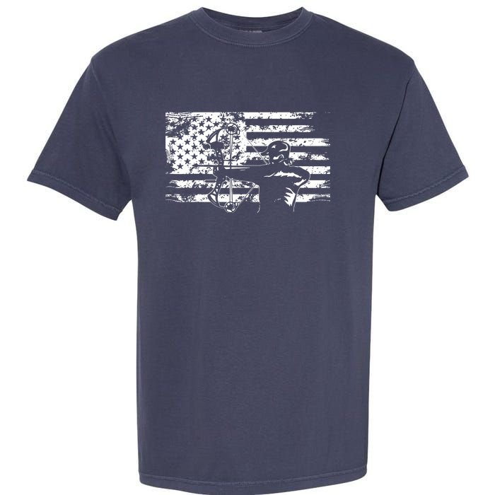 Hunting Archer American Flag Bowhunting Hunter Men Garment-Dyed Heavyweight T-Shirt