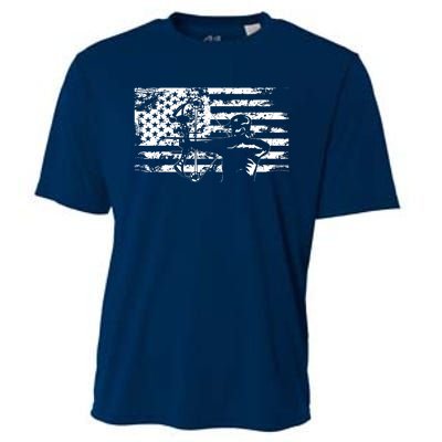 Hunting Archer American Flag Bowhunting Hunter Men Cooling Performance Crew T-Shirt