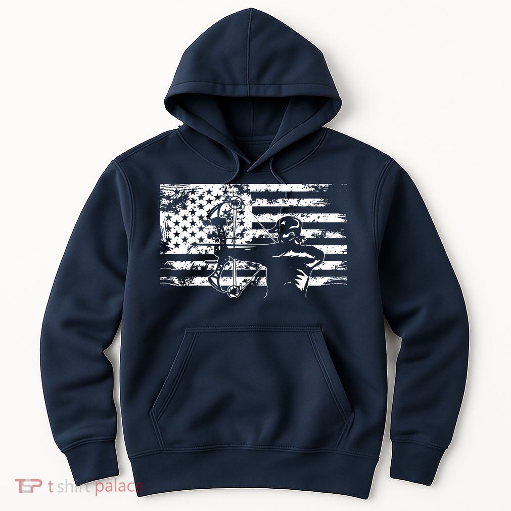 Hunting Archer American Flag Bowhunting Hunter Men Hoodie