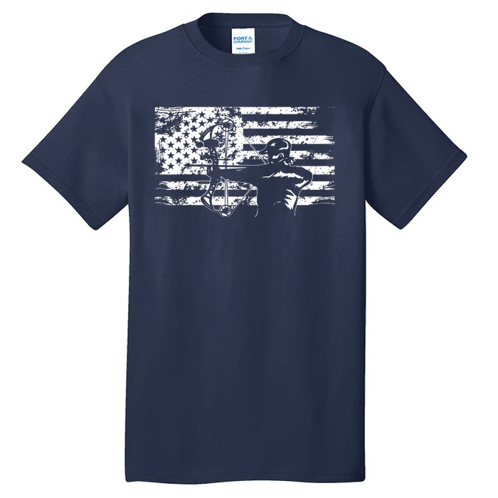 Hunting Archer American Flag Bowhunting Hunter Men Tall T-Shirt